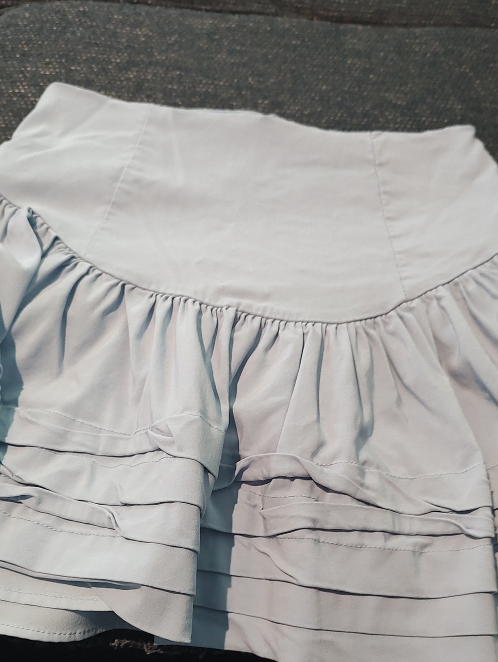 Light Blue Tiered Frill Ruffle Circle Mini Skirt Western Boho Flowy Feminine - Picture 4 of 5